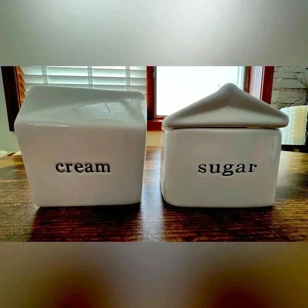 Storehouse | Modern ceramic white, cream and sugar set/2 pieces